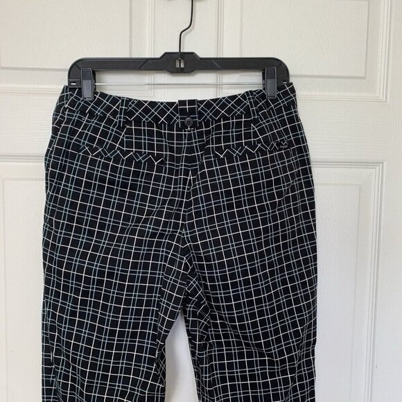 Liz Claiborne Liz Golf Audra Women's Size 8 Pants Black Blue Geometric Check - Picture 8 of 12